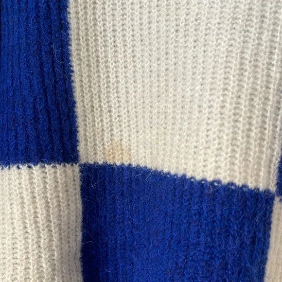 Checkerboard Pull & Bear Royal Blue Oversized Sweater M - Picture 2 of 4